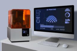 A 3d printer in the laboratory prints a structure from a photopo